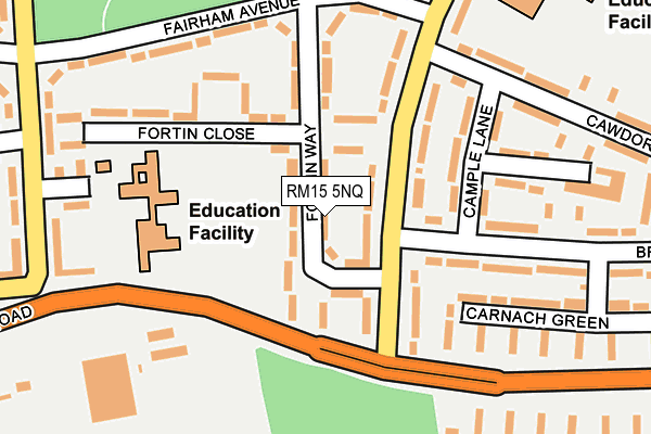 RM15 5NQ map - OS OpenMap – Local (Ordnance Survey)