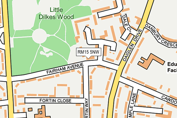 RM15 5NW map - OS OpenMap – Local (Ordnance Survey)