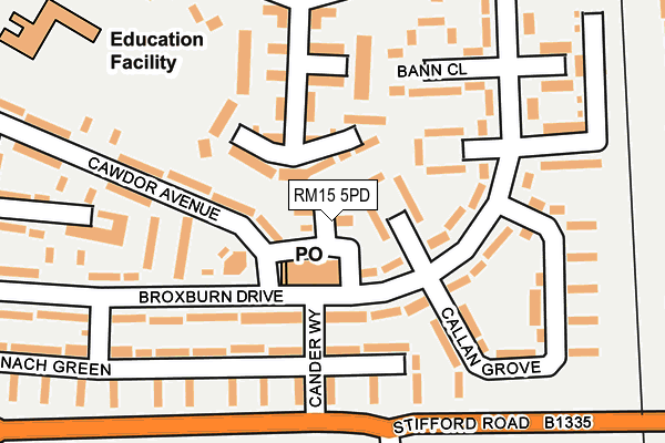 RM15 5PD map - OS OpenMap – Local (Ordnance Survey)