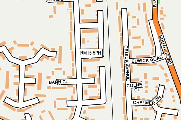 RM15 5PH map - OS OpenMap – Local (Ordnance Survey)