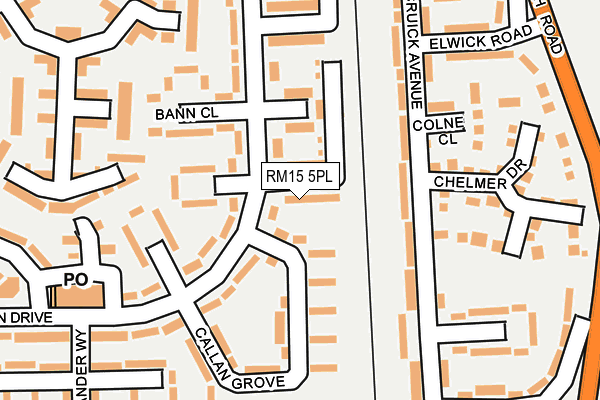 RM15 5PL map - OS OpenMap – Local (Ordnance Survey)