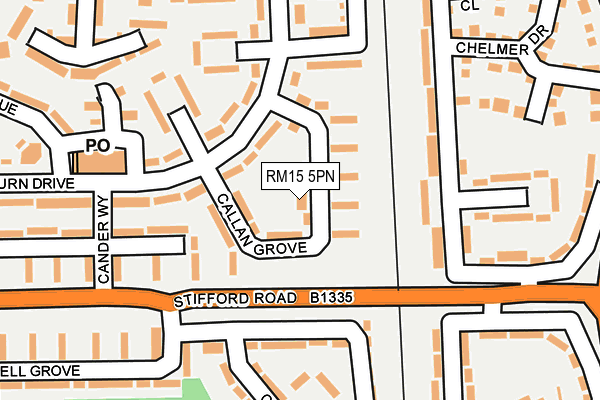 RM15 5PN map - OS OpenMap – Local (Ordnance Survey)