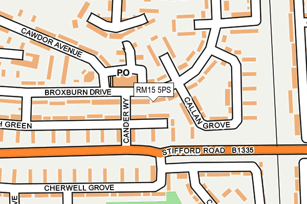 RM15 5PS map - OS OpenMap – Local (Ordnance Survey)