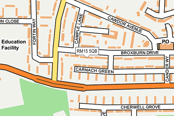 RM15 5QB map - OS OpenMap – Local (Ordnance Survey)