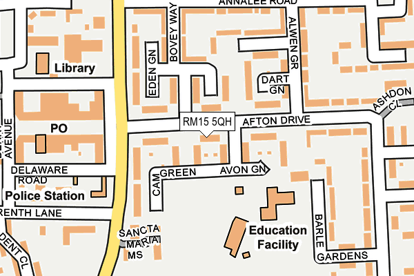 RM15 5QH map - OS OpenMap – Local (Ordnance Survey)