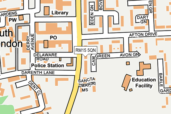 RM15 5QN map - OS OpenMap – Local (Ordnance Survey)