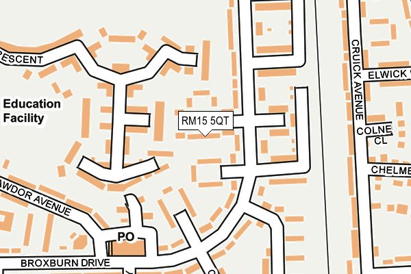 RM15 5QT map - OS OpenMap – Local (Ordnance Survey)