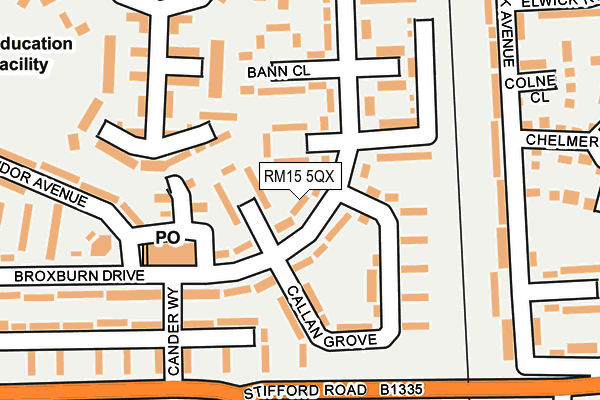 RM15 5QX map - OS OpenMap – Local (Ordnance Survey)