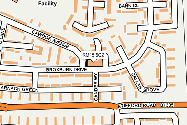 RM15 5QZ map - OS OpenMap – Local (Ordnance Survey)