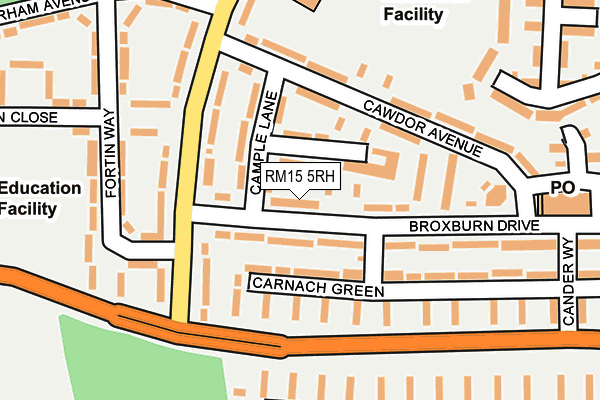 RM15 5RH map - OS OpenMap – Local (Ordnance Survey)