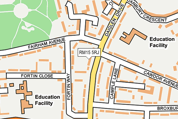 RM15 5RJ map - OS OpenMap – Local (Ordnance Survey)