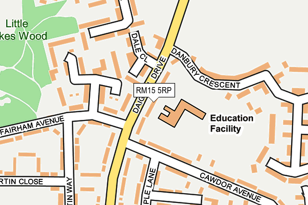 RM15 5RP map - OS OpenMap – Local (Ordnance Survey)