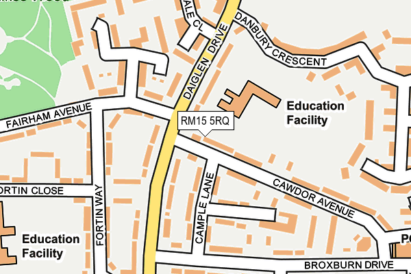 RM15 5RQ map - OS OpenMap – Local (Ordnance Survey)