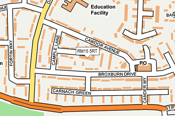 RM15 5RT map - OS OpenMap – Local (Ordnance Survey)