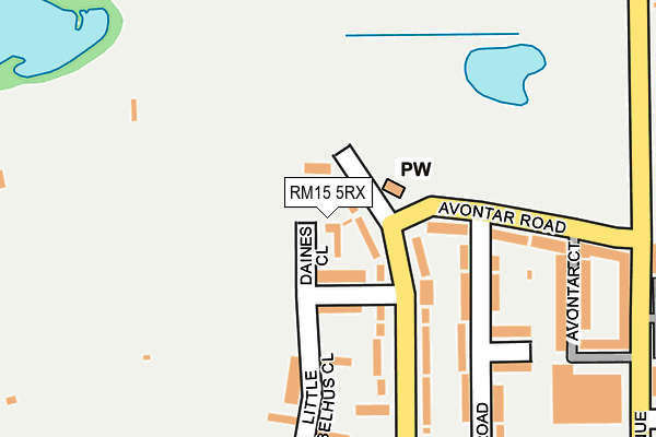 RM15 5RX map - OS OpenMap – Local (Ordnance Survey)