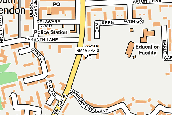 RM15 5SZ map - OS OpenMap – Local (Ordnance Survey)