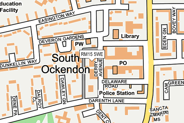 RM15 5WE map - OS OpenMap – Local (Ordnance Survey)