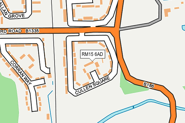 RM15 6AD map - OS OpenMap – Local (Ordnance Survey)