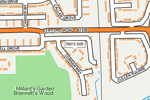 RM15 6AR map - OS OpenMap – Local (Ordnance Survey)