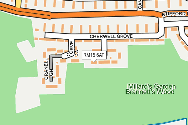 RM15 6AT map - OS OpenMap – Local (Ordnance Survey)