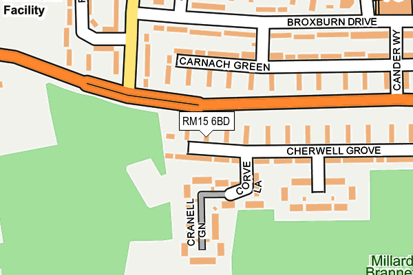 RM15 6BD map - OS OpenMap – Local (Ordnance Survey)