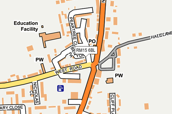 RM15 6BL map - OS OpenMap – Local (Ordnance Survey)