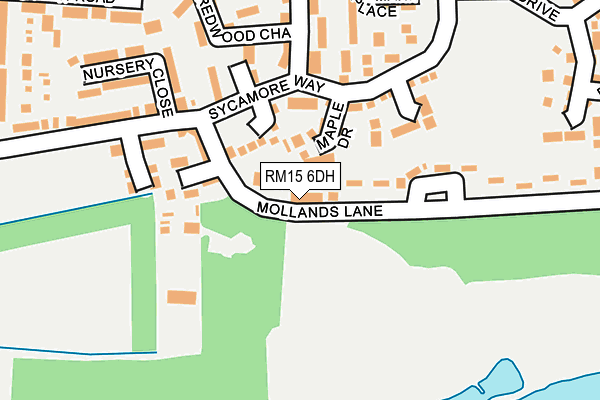 RM15 6DH map - OS OpenMap – Local (Ordnance Survey)