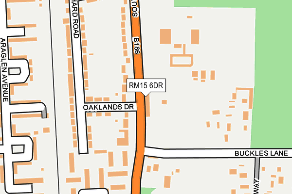 RM15 6DR map - OS OpenMap – Local (Ordnance Survey)