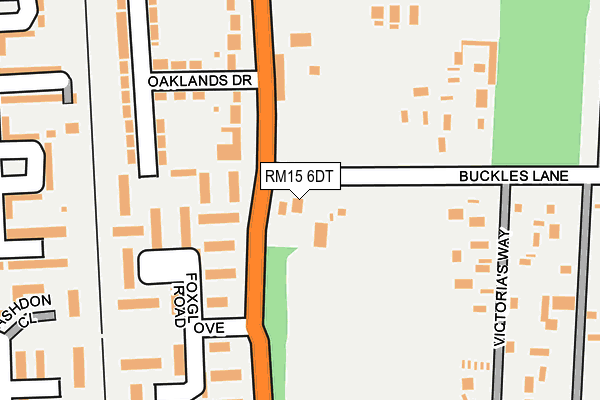 RM15 6DT map - OS OpenMap – Local (Ordnance Survey)