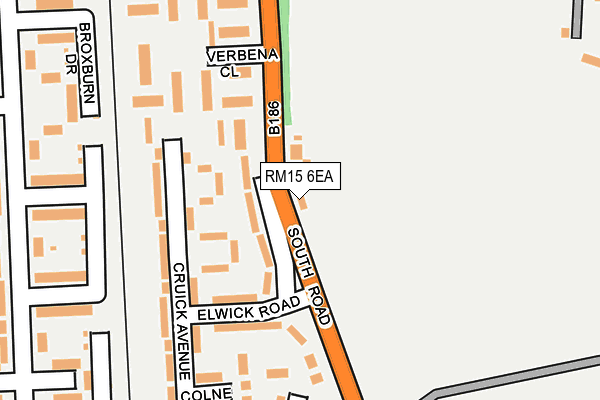 RM15 6EA map - OS OpenMap – Local (Ordnance Survey)