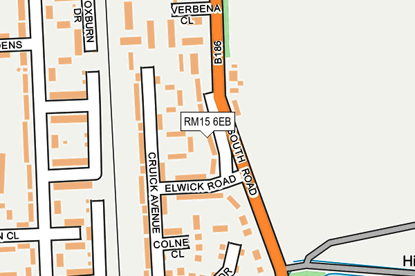 RM15 6EB map - OS OpenMap – Local (Ordnance Survey)