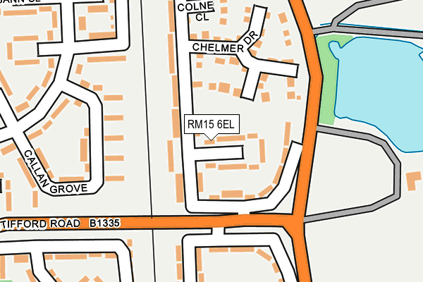 RM15 6EL map - OS OpenMap – Local (Ordnance Survey)