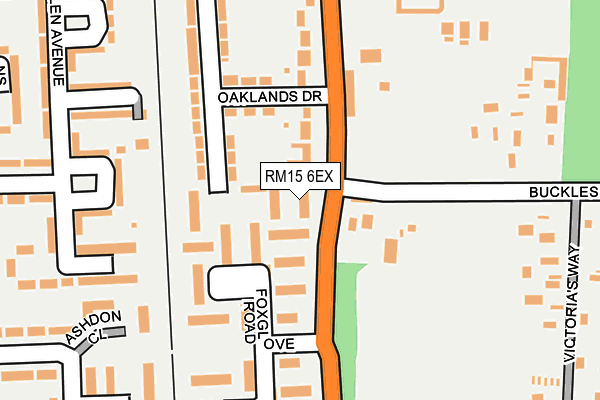RM15 6EX map - OS OpenMap – Local (Ordnance Survey)