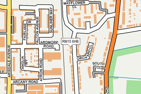 RM15 6HB map - OS OpenMap – Local (Ordnance Survey)