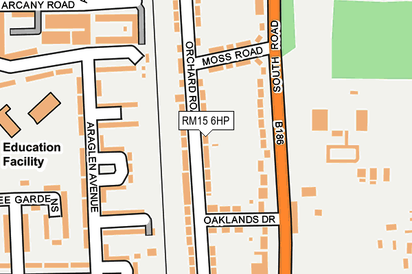 RM15 6HP map - OS OpenMap – Local (Ordnance Survey)