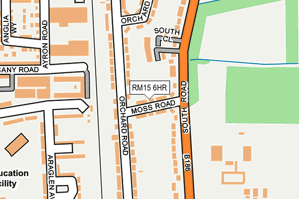 RM15 6HR map - OS OpenMap – Local (Ordnance Survey)