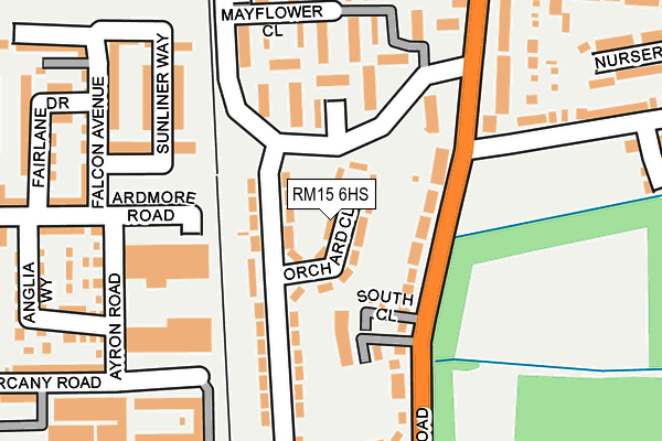 RM15 6HS map - OS OpenMap – Local (Ordnance Survey)