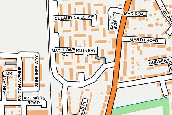 RM15 6HY map - OS OpenMap – Local (Ordnance Survey)