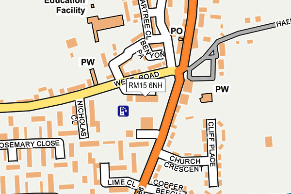 RM15 6NH map - OS OpenMap – Local (Ordnance Survey)