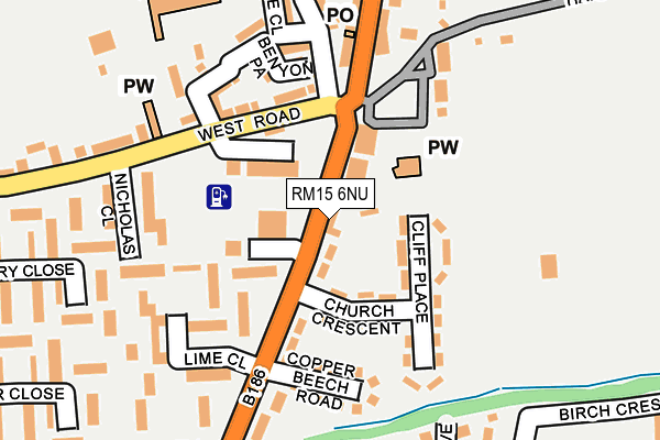 RM15 6NU map - OS OpenMap – Local (Ordnance Survey)