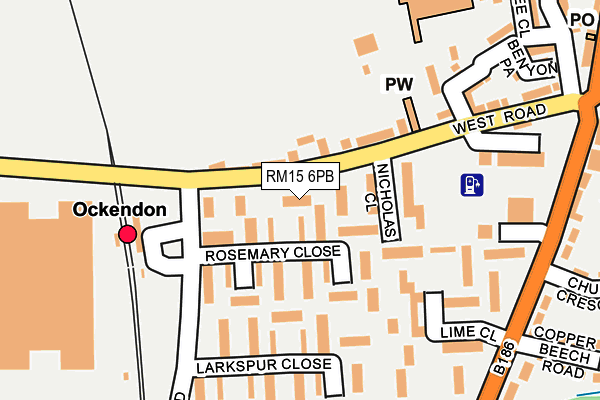 RM15 6PB map - OS OpenMap – Local (Ordnance Survey)