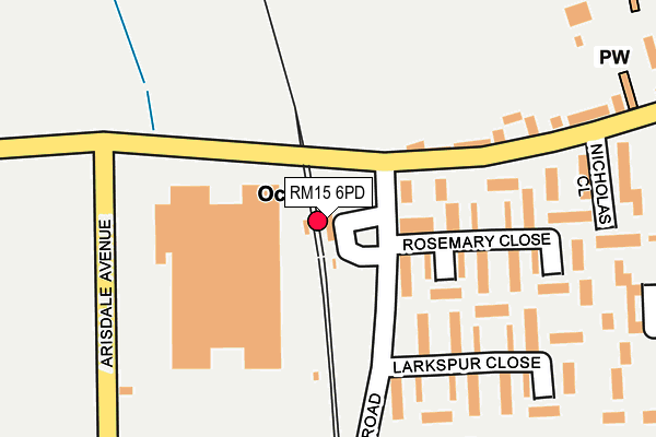 RM15 6PD map - OS OpenMap – Local (Ordnance Survey)