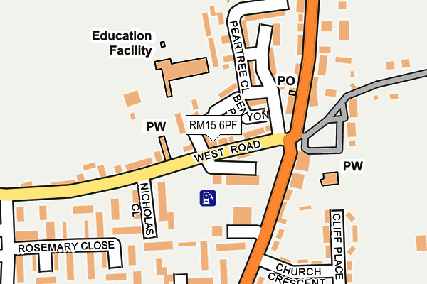 RM15 6PF map - OS OpenMap – Local (Ordnance Survey)