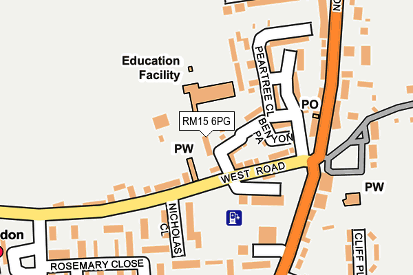 RM15 6PG map - OS OpenMap – Local (Ordnance Survey)