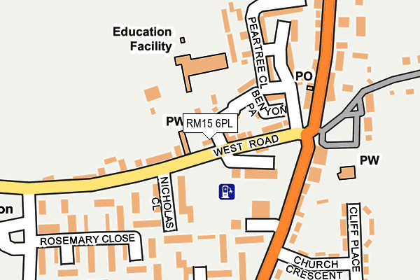 RM15 6PL map - OS OpenMap – Local (Ordnance Survey)