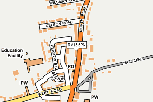 RM15 6PN map - OS OpenMap – Local (Ordnance Survey)