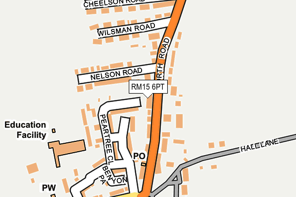 RM15 6PT map - OS OpenMap – Local (Ordnance Survey)