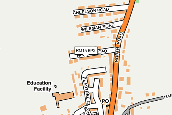 RM15 6PX map - OS OpenMap – Local (Ordnance Survey)