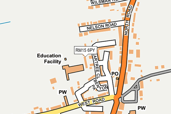 RM15 6PY map - OS OpenMap – Local (Ordnance Survey)