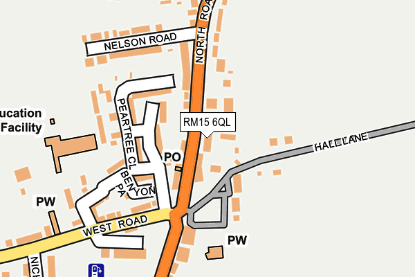 RM15 6QL map - OS OpenMap – Local (Ordnance Survey)